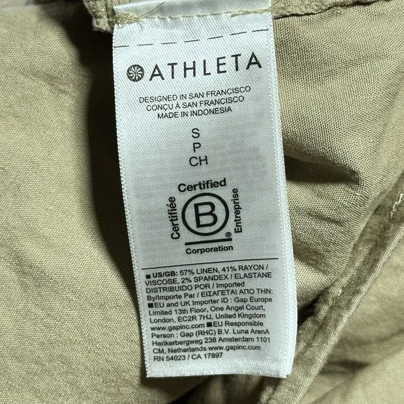 Athleta Paradise Straight Leg Cargo Pants Womens Small Khaki Linen Blend Stretch - Picture 5 of 15